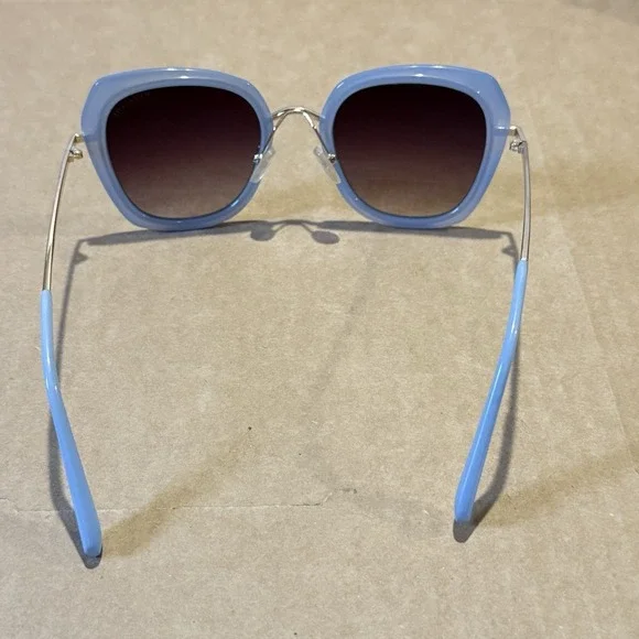 Bvlgari women's sunglasses light blue acetate frames brown gradient lenses